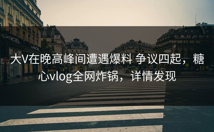 大V在晚高峰间遭遇爆料 争议四起，糖心vlog全网炸锅，详情发现