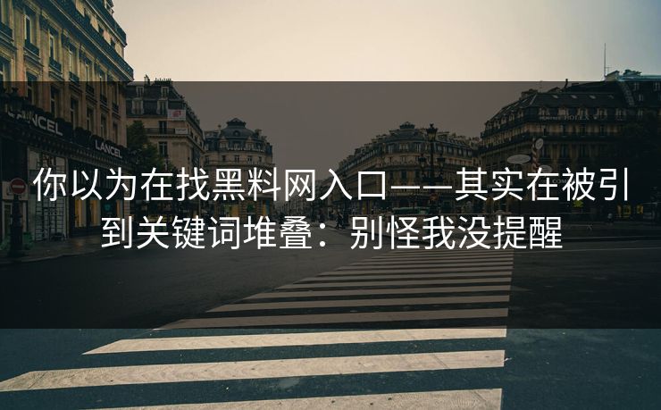 你以为在找黑料网入口——其实在被引到关键词堆叠：别怪我没提醒